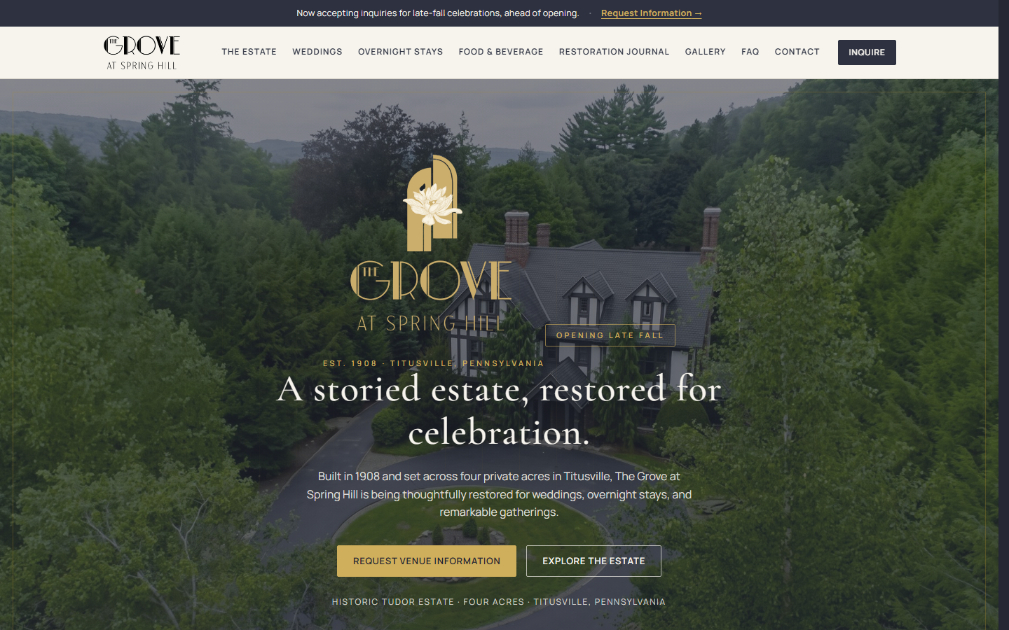 The Grove at Spring Hill website designed and built by Chrissy Schroer